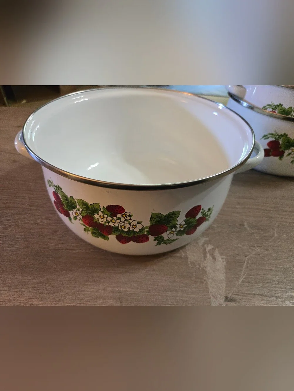 Vintage Enamel Strawberry Pattern Set